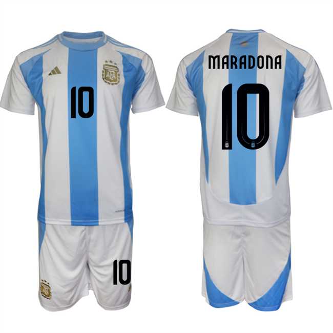 Men's Argentina #10 Diego Maradona White Blue 2024-25 Home Soccer Jersey Suit,We sell and wholesale Men's Argentina #10 Diego Maradona White Blue 2024-25 Home Soccer Jersey Suit on line form chian!